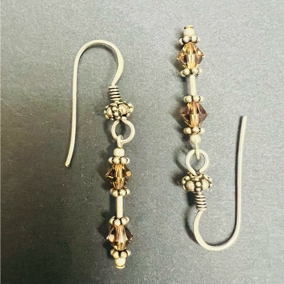 Slim and Dangly Swarovski Crystal & Sterling Silver Earrings - Picture 5 of 5